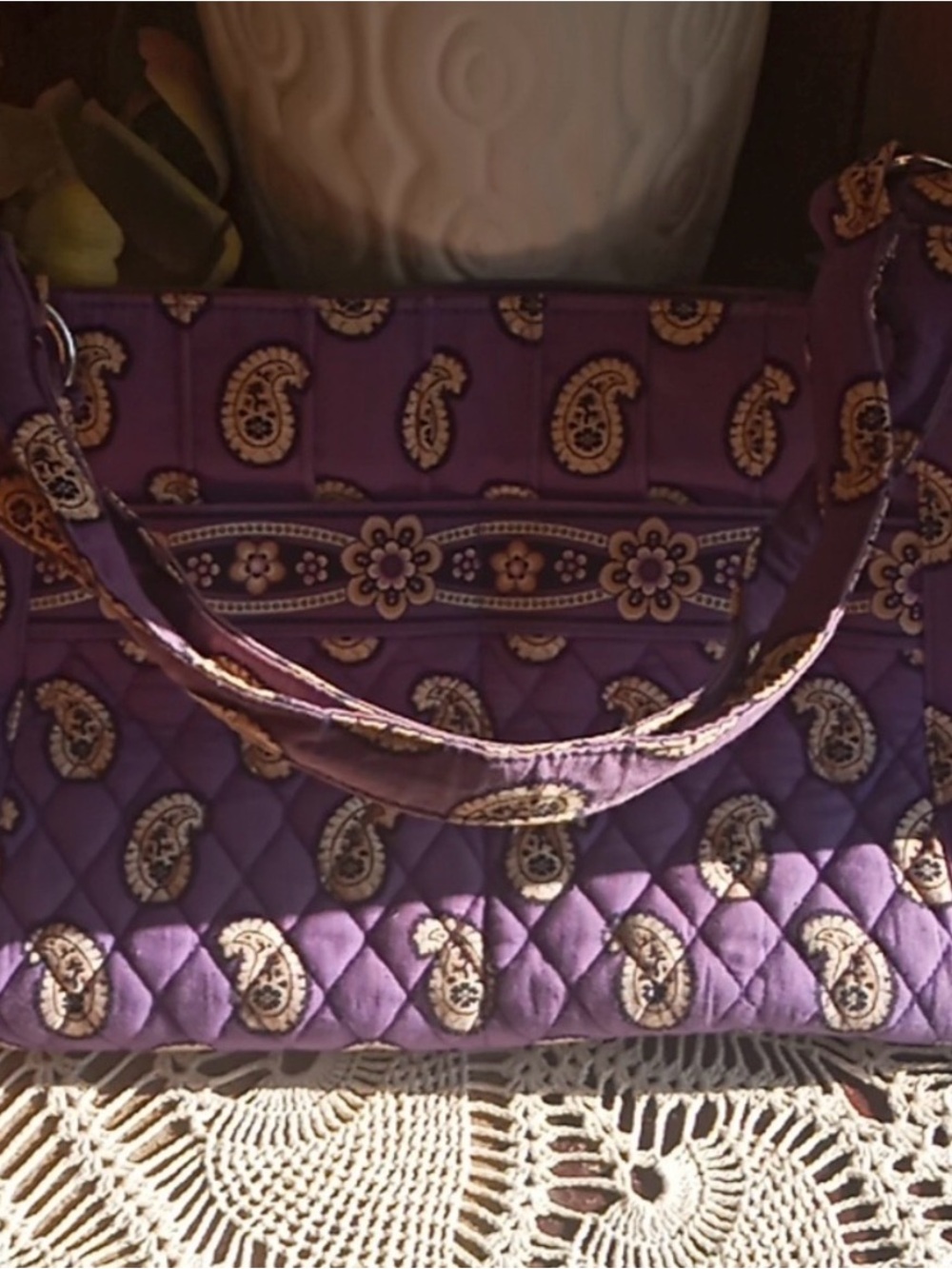 Vera Bradley Purple Quilted Paisley Hobo Bag